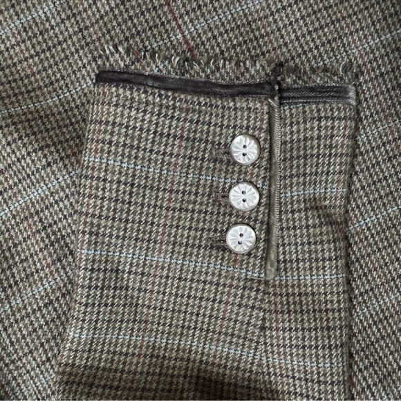 J. Jill Brown Plaid Blazer Jacket Size 4 Velvet Trim Blue Floral Lining Pockets - Picture 3 of 7